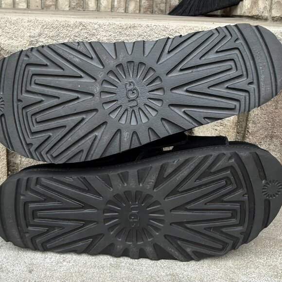 UGG PLATFORM GREER SLIDE SANDAL 7 Women's Logo Shoe Open Toe Slip On Black - Picture 7 of 9